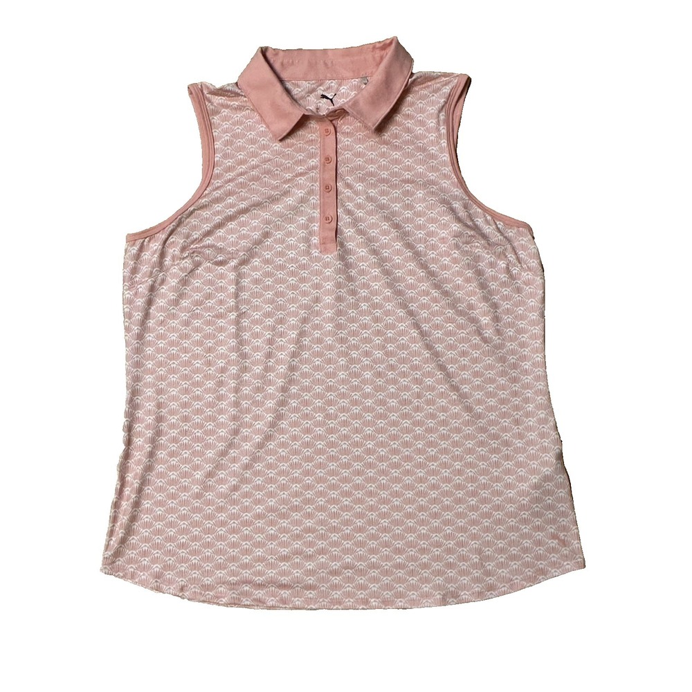 Puma Women's Size Large Pink Shell Print Golf Tank Top Shirt